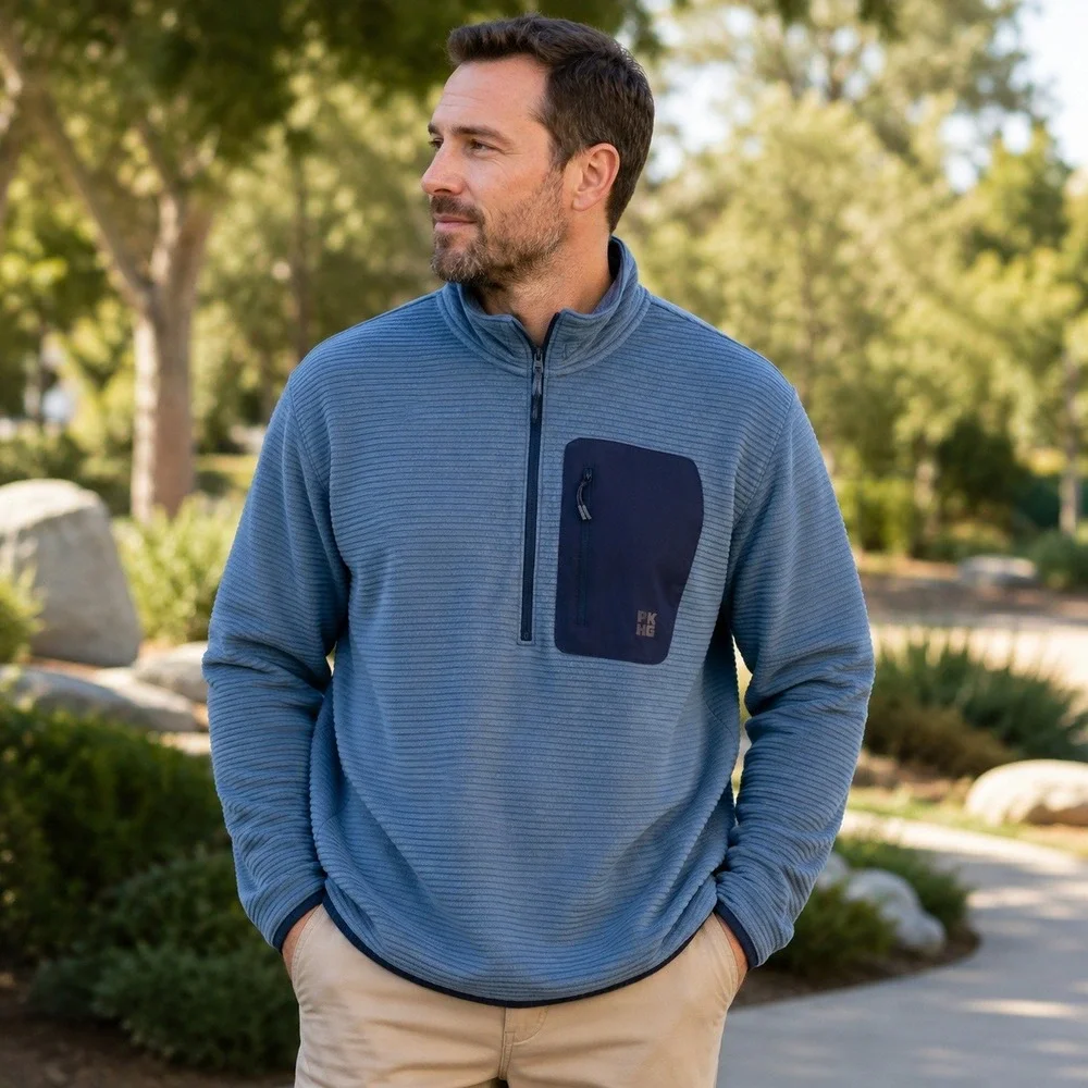 Alaskan Hardgear Duluth Trading Co 2XL Blue Ribbed Quarter Zip Pullover 90767